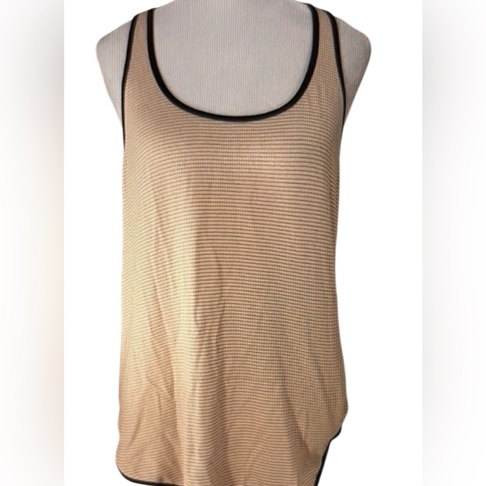 Lululemon Yellow Black Micro Stripe Racerback Tank Top Size 8